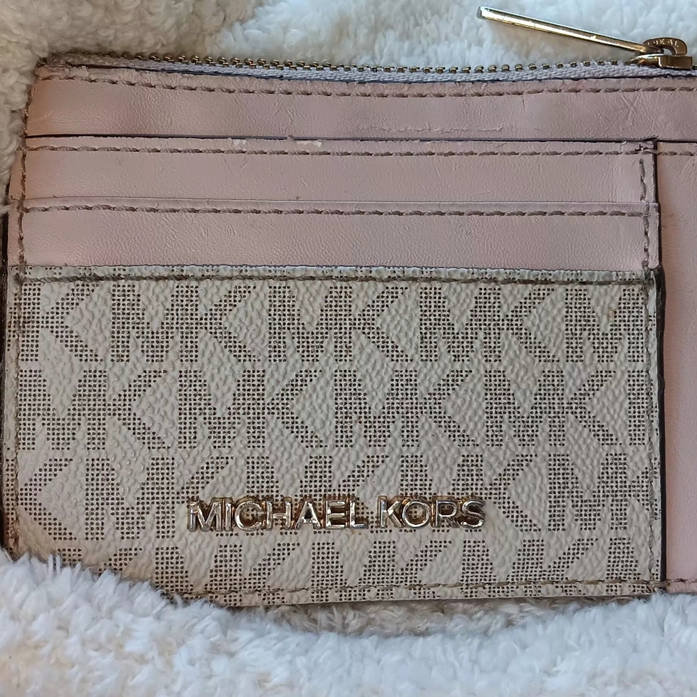 Micheal Kors Jet Travel Double Sided Card Case In Powder Blush